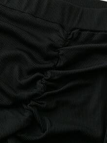 Sweetra CURVE Plus Ruched Mermaid Hem Maxi Skirt Fall - Black - View 4
