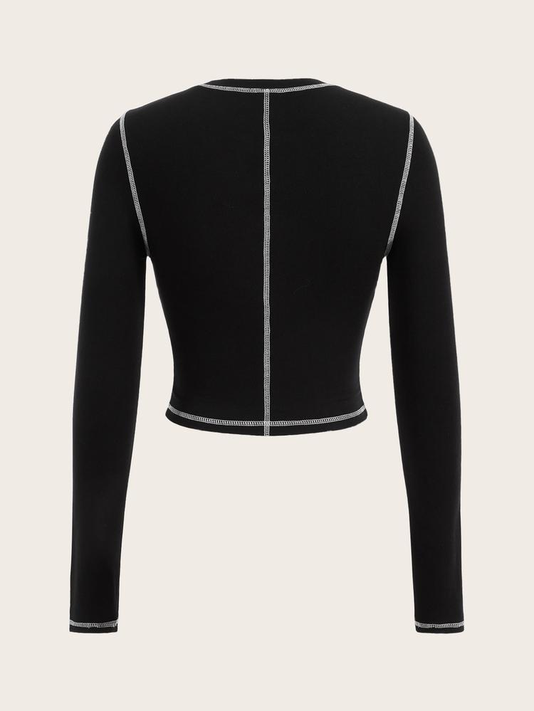SHEIN ICON Colorblock Stitching T-Shirt - Black - View 2