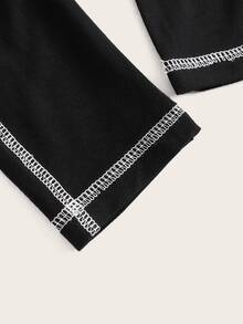 SHEIN ICON Colorblock Stitching T-Shirt - Black - View 5