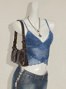 SHEIN ICON 女士休闲佩斯利印花度假背心 - 藍色 - 查看 6