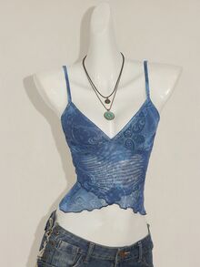 SHEIN ICON 女士休闲佩斯利印花度假背心 - 藍色 - 查看 4