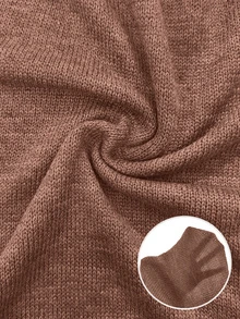 SHEIN LUNE Sweater Kasual Wanita Warna Polos Leher Bulat Lengan Panjang dengan Tali Samping - Redwood - View 9