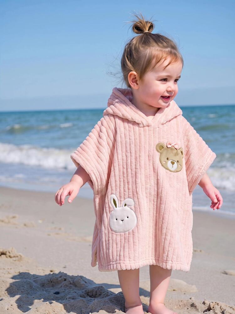 SHEIN Babygirl Casual Cute Pink Fluffy Cartoon Pattern Loungewear Autumn Winter Pajamas - Pink - View 6
