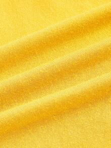 SHEIN ICON Contrast Lace Ruched Cami Top - Yellow - View 5