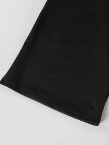SHEIN 青少年女孩休閒日常百搭舒適喇叭褲 - 黑色 - 查看 3