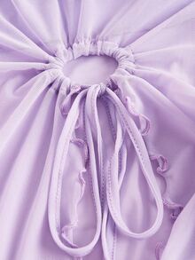 SHEIN ICON Drawstring Side Asymmetrical Hem Mesh Tube Top - Lilac Purple - View 4