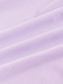 SHEIN ICON Drawstring Side Asymmetrical Hem Mesh Tube Top - Lilac Purple - View 5