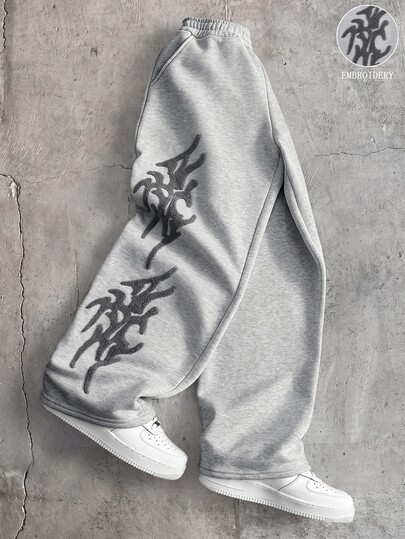 AXEPEAK Men's Drawstring Waist Letter Print Casual Everyday Sweatpants