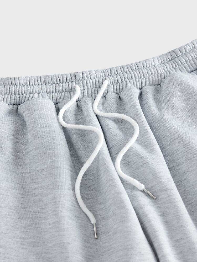 AXEPEAK Pantalones de chándal casuales de uso diario con cordón en la cintura y estampado de letras para hombre - Gris Claro - Añade 6