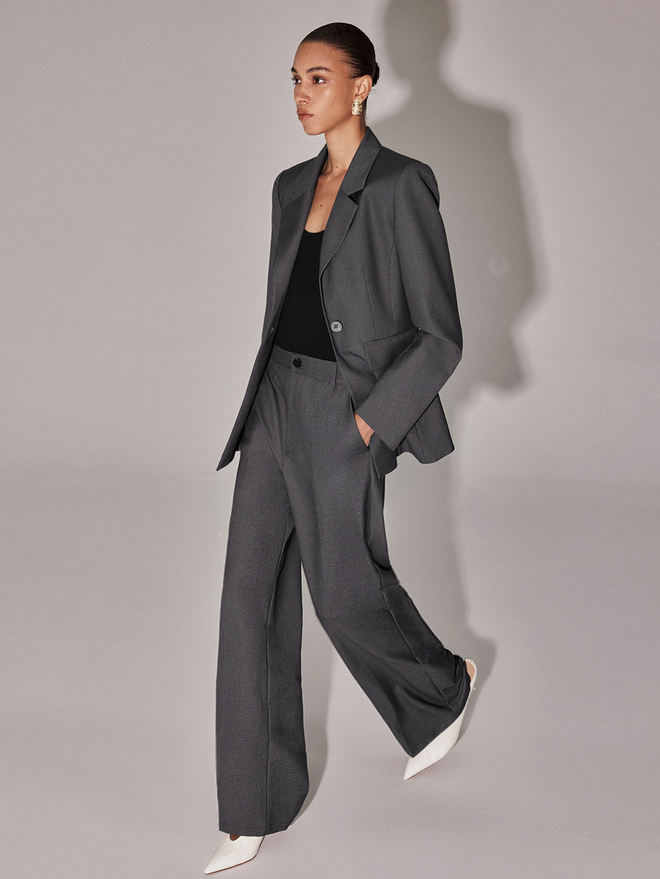 Anewsta Lapel Neck Single Button Blazer & Pants