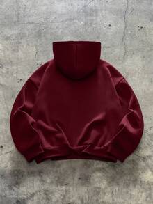 NORVETH Casual Hoodie With Deconstructed Curved Panels, Y2K - Burgundy - View 3