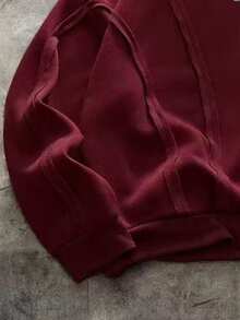 NORVETH Casual Hoodie With Deconstructed Curved Panels, Y2K - Burgundy - View 5