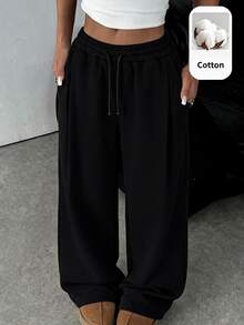 SHEIN Girlism Teen Girls Sweatpants - Black - View 3