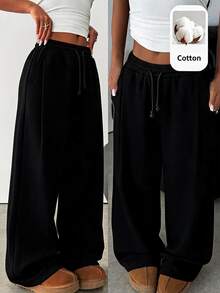 SHEIN Girlism Teen Girls Sweatpants - Black - View 1