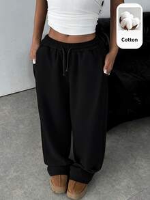 SHEIN Girlism Teen Girls Sweatpants - Black - View 5
