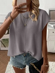 SHEIN Women's Casual Versatile Solid Color Knit Vest - Dusty Purple - View 1