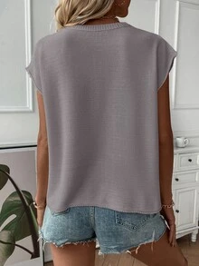 SHEIN Women's Casual Versatile Solid Color Knit Vest - Dusty Purple - View 2