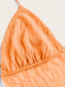 SHEIN ICON Top halter con cordón trasero de malla - Naranja - Ver 5