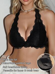 SHEIN Sexy Lace Halter Neck Women's Bra - Multicolor - View 4