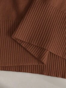 Franclia Women's Simple Solid Color Turndown Collar Short Sleeve Casual Fitted Knit Top, Suitable For Spring And Summer - Rust Brown - View 6