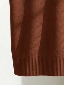 Franclia Women's Simple Solid Color Turndown Collar Short Sleeve Casual Fitted Knit Top, Suitable For Spring And Summer - Rust Brown - View 5