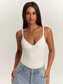 SHEIN BAE Women's Solid Color Casual Camisole Camisole - Apricot - View 7