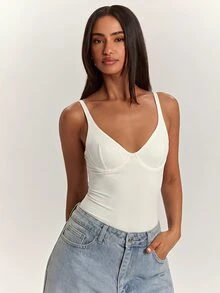 SHEIN BAE Women's Solid Color Casual Camisole Camisole - Apricot - View 5