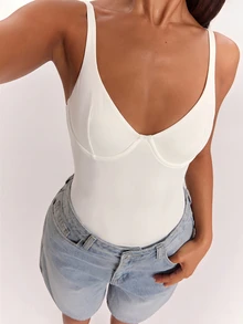 SHEIN BAE Women's Solid Color Casual Camisole Camisole - Apricot - View 6