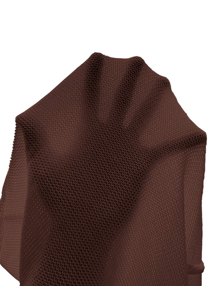 SHEIN Holidaya Women's Casual Solid Color Knit Vest, Spring/Summer - Brown - View 7