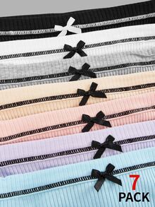 Girlism Teen Girl Teen Girls 7pcs Knitted Ribbed Fabric Multicolor Cute Bow Comfortable Loose Sports Triangle Pa - Multicolor - View 3