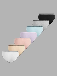 Girlism Teen Girl Teen Girls 7pcs Knitted Ribbed Fabric Multicolor Cute Bow Comfortable Loose Sports Triangle Pa - Multicolor - View 2
