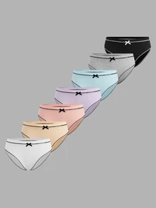 Girlism Teen Girl Teen Girls 7pcs Knitted Ribbed Fabric Multicolor Cute Bow Comfortable Loose Sports Triangle Pa - Multicolor - View 6