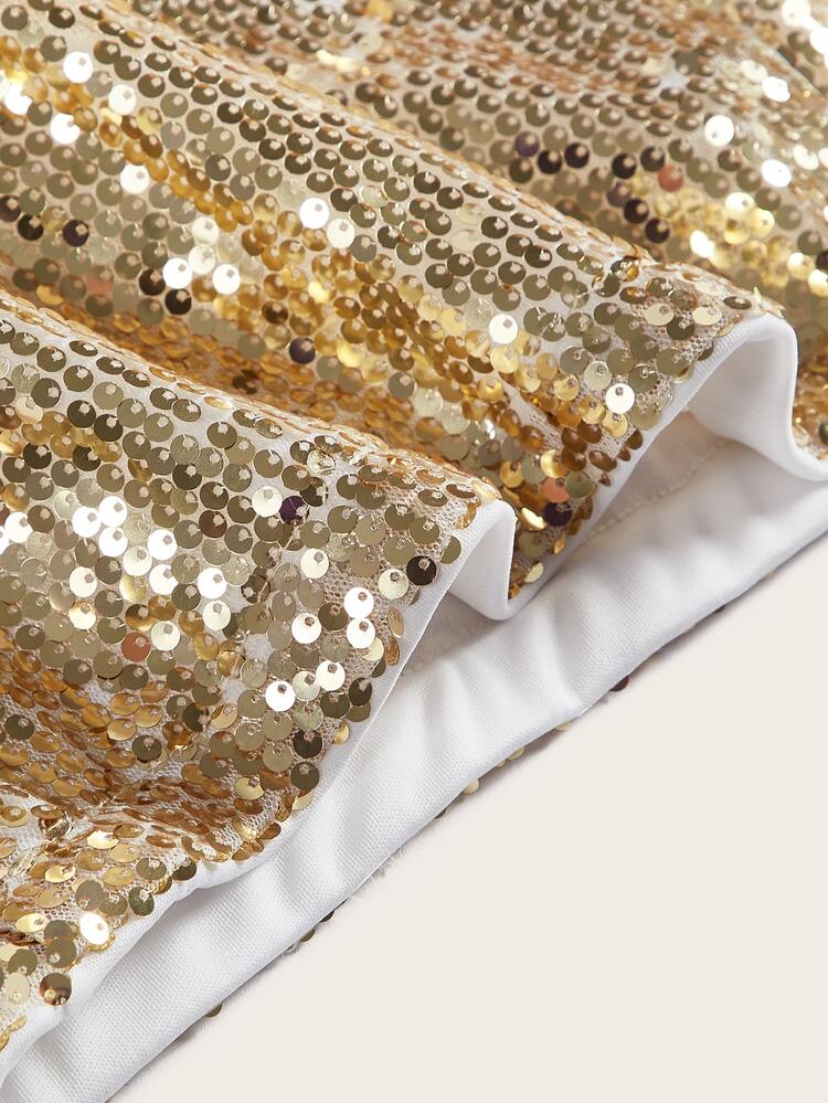 SHEIN ICON Gold Sequin Bodycon Mini Skirt - Gold - View 4