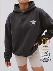 SHEIN 秋冬季青少年女孩連帽拉鍊夾克－混搭街頭風連帽長袖外套，秋季服飾 - 灰色 - 查看 1