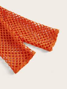 SHEIN ICON Solid Super Crop Mesh Top Without Tube Top - Orange - View 5