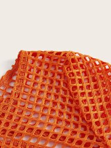 SHEIN ICON Solid Super Crop Mesh Top Without Tube Top - Orange - View 4