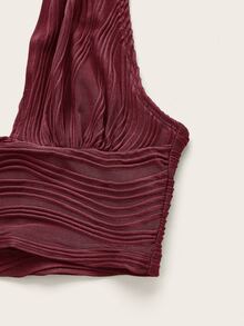 SHEIN ICON Top halter crop unicolor de espalda abierta - Granate - Ver 5