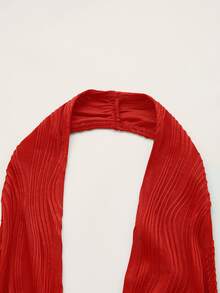 SHEIN ICON Solid Backless Crop Halter Y2k Top - Red - View 4