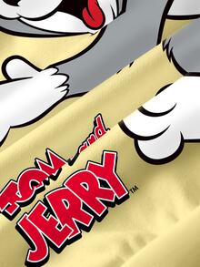 TOM & JERRY X SHEIN Young Boy Cartoon Print Crew Neck Long Sleeve Casual Sweatshirt - White - View 6