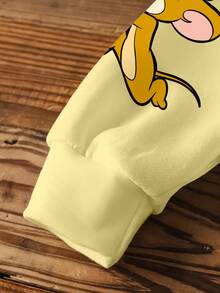 TOM & JERRY X SHEIN Young Boy Cartoon Print Crew Neck Long Sleeve Casual Sweatshirt - White - View 7