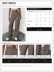 SHEIN Plus Size Women's Casual Capsule Soft Form High Waisted Solid Color Simple Sweater Pants Set, Autumn/Winter Date Night Formal Office Vacation Brown - Mocha Brown - View 7