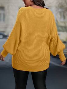 Juhart Suéter de cuello en V de unicolor, casual y versátil de manga larga, para invierno, punto de otoño - Amarillo - Ver 2