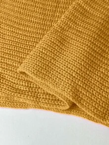 Juhart Suéter de cuello en V de unicolor, casual y versátil de manga larga, para invierno, punto de otoño - Amarillo - Ver 5