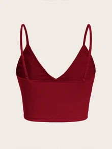 SHEIN ICON Fringe Trim Cami Top - Burgundy - View 2