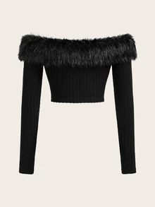 SHEIN ICON Women's Black Y2K Frayed Open Shoulder Jacket In Fall/Winter - Black - View 3