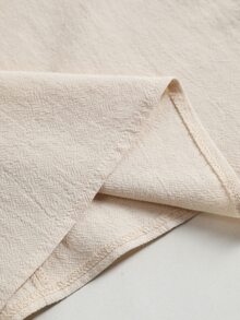 Weeklong Blus Katun Ukuran Besar Leher V Lengan Panjang dengan Hiasan Kancing Samping, Kemeja Kasual Musim Gugur - Aprikot - View 6