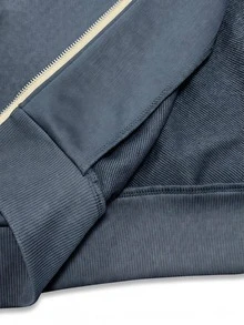 SHEIN Coolqubz 青少年男孩秋季風格兩件套服裝，藍灰色拉鍊連帽衛衣外套與配套長褲套裝，休閒運動風運動服 - 霧霾藍 - 查看 9