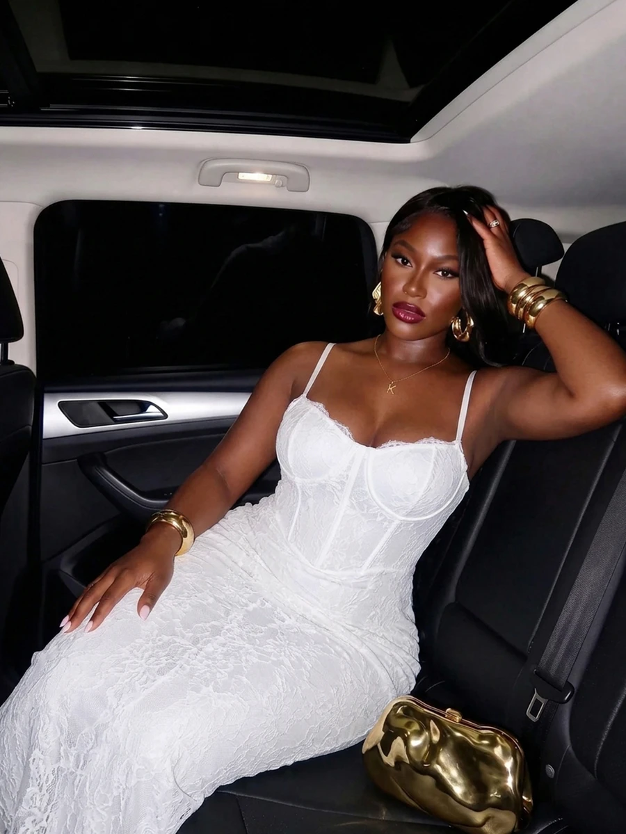 Slaydiva Plus Bustier Lace Cami Dress