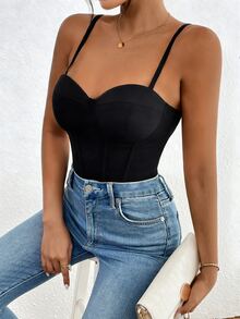 SHEIN Unity 女士纯色休闲百搭日常连体衣 - 黑色 - 查看 5