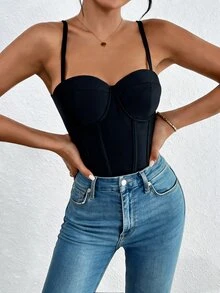 SHEIN Unity 女士纯色休闲百搭日常连体衣 - 黑色 - 查看 7
